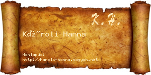 Károli Hanna névjegykártya
